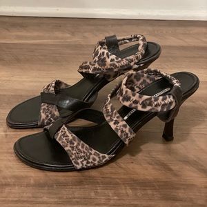 Leopard strappy heels